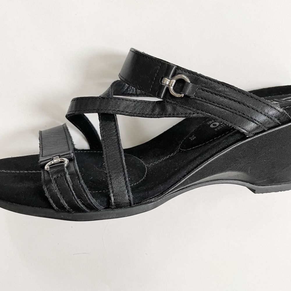 Mephisto Air Relax Black Wedge Sandals Size 38